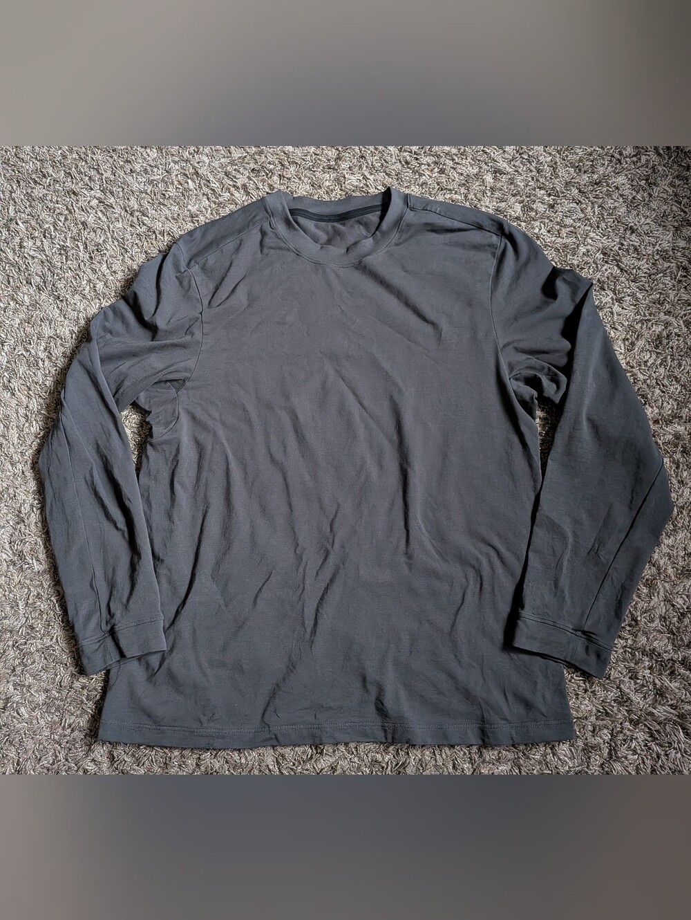 Lululemon Dark Grey Long Sleeve Cotton Blend Active Logo Shirt Men's L
